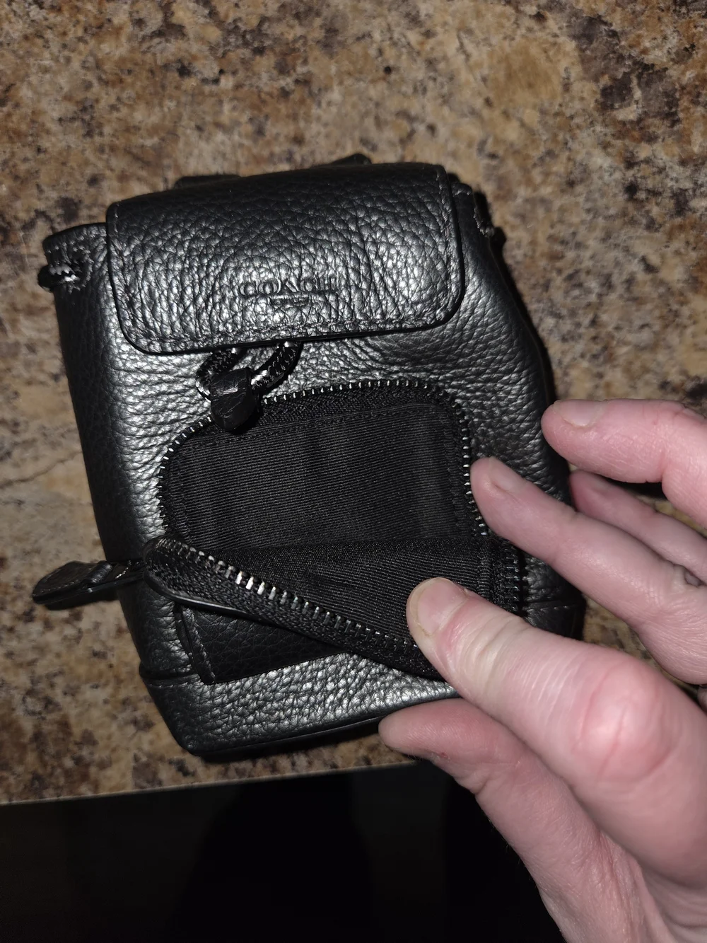 Coach Black Leather Mini Backpack/coin Pouch